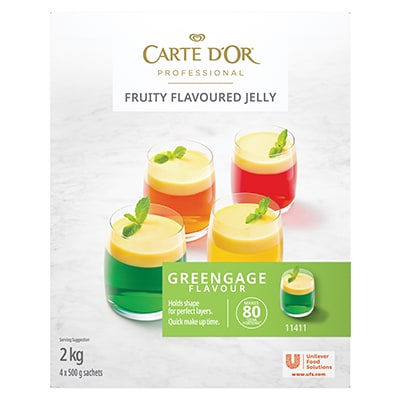 CARTE D'OR Greengage Jelly - 2 Kg - Carte D’Or Jelly is quick to make, comes in a variety of colourful fruity flavours and sets every time.*
*Follow on pack recipe